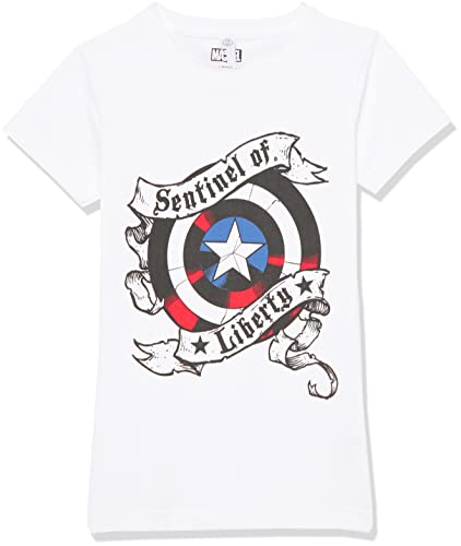 Marvel Escudo Centinela Camiseta, Blanco, L para Niñas