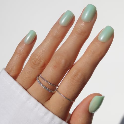 Glamnetic Press On Nails - Short Squoval, Glazed Fake Nails 30 Pc Full Kit