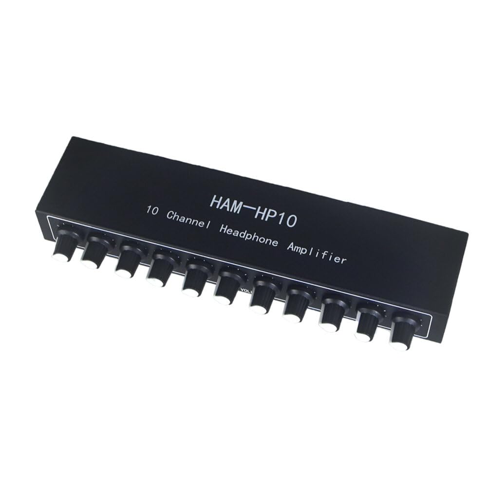 VIDOO HAM-HP10 10-Kanałowy Wzmacniacz Słuchawkowy Stereo 1 Wejście 10 Wyjść 12dB Wzmocnienie NJM4556A Jack 3.5mm DC 12-24V