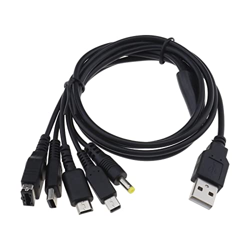 EMSea 5 In 1 USB Ladekabel 1,5 Meter Kompatibel mit Gameboy Advance SP (GBA SP)/DS Lite/NDS/W-i-i U/New 3DS XL/New 3DS/3DS XL/3DS/2DS/Dsi XL/PSP 1000 2000 3000