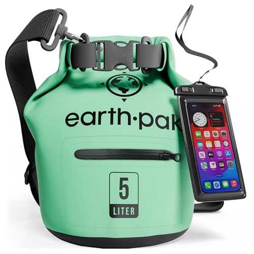 Earth Pak -Waterproof Dry Bag - Roll Top Dry Sack Keeps Gear Dry for Boating, Hiking, Camping and Fishing with Waterproof Phone Case
