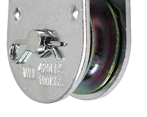Elitexion Fixed Single Pulley Block Wheel, Pulley Roller Loading 420 Lbs. – Pack of 3