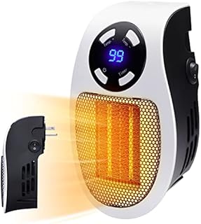 GiveBest Programmable Space Heater with LED Display, Wall Outlet Electric Heater with Adjustable Thermostat and Timer for Home Office Bathroom Indoor Use, Small Plug in 350 Watt Heater, ETL Listed