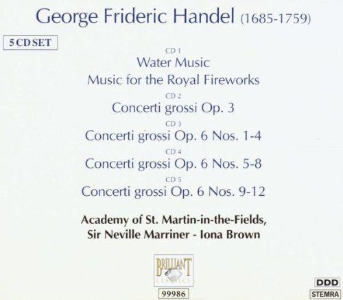 G.F. Händel: Wassermusik, Feuerwerksmusik, Concerti Grossi