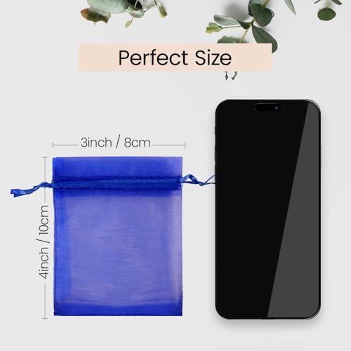 Image of Meowoo 100PCS Organza Bags, 3x4in Small Mesh Bags Drawstring, Mesh Gift Bags Drawstring for Jewelry, Candy, Christmas, Sachets, Bathroom Soaps, Makeup Organza, Wrapping Supplies(Preciousblue)