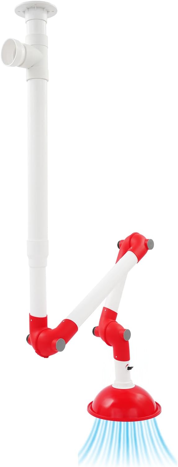 Laboratory Exhaust Vent, 360° Rotatable Lab Fume Extractor, Adjustable Extractor Arm, 14.76 Inch Expanded Hood Opening for Strong Adsorption
