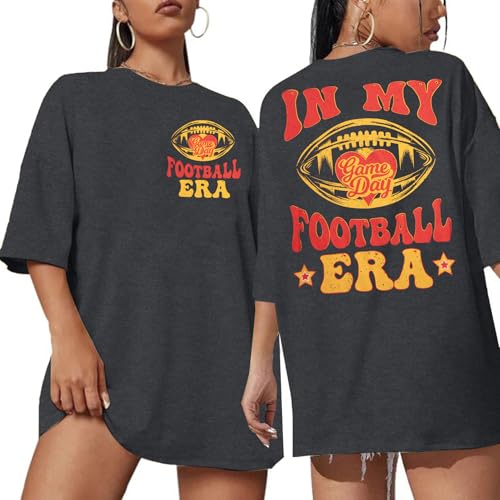 Football Shirts for Women in My Football Era Tshirt Game Day Shirt Oversized Graphic Tee Casual Short Sleeve Top