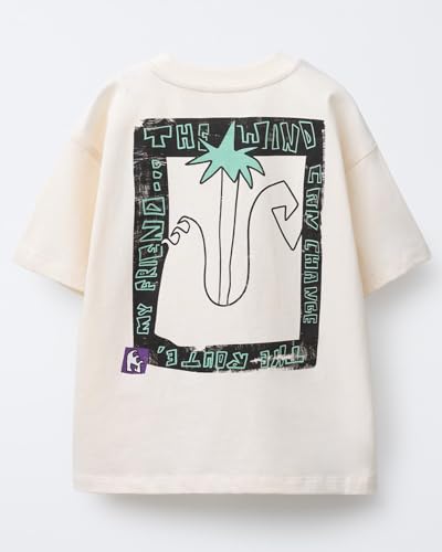 Image of Alan Jones Clothing Boys Oversized Cotton Printed T-Shirt | Round Neck, Short Sleeves, Casual Wear
