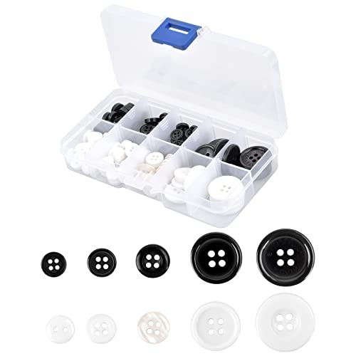 100 botones redondos de plástico negro/blanco, de resina, pequeños botones para camisa, costura, 2/4 agujeros, para manualidades, álbumes de recortes, camisetas infantiles, manualidades