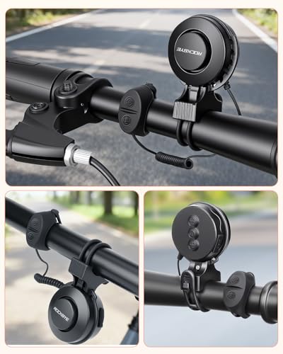 POWVINE Electronic Bike Horn 100dB Loud Bicycle Horn,Bike Bell for 4 Sound Modes,IP65 Waterproof,Rechargeable Bicycle Bells for Mountain Bike/Ebike/Scooter