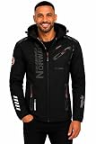 Geographical Norway Royaudb Men Dsitri Prod Veste Softshell Capuche Homme Impermeable Manteau Outdoor Blouson Coupe Vent Tactique Resistant Randonnee Ski Automne Hiver Printemps (Noir Noir L)