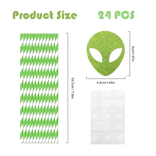 Pitillos de papel alienígena verdes x24 decorativos miniatura 2