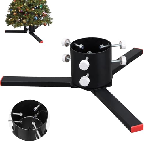 Starbover Support de sapin de Noël pour arbres réels, support de sapin de Noël en métal pour troncs de 4 à 14 cm, support robuste pour arbres vivants et arbres artificiels jusqu'à 2,1 m, noir