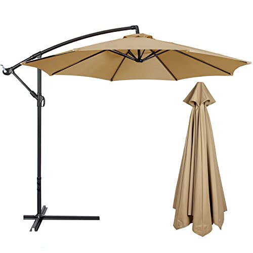 DCQRY WYSRJ 9Ft Cantilever Hanging 8Ribs Replacement Umbrella, Patio Umbrella Replacement Canopy, Table Umbrella Replacement, Market Umbrella Top for Garden Pool Patio