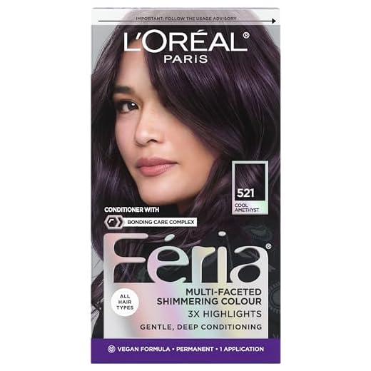 L'Oreal Paris Feria Multi-Faceted Shimmering Permanent Hair Color, 52 Medium Cool Iridescent Brown/ Cool Amethyst, 1 kit
