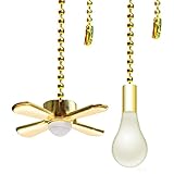 Ceiling Fan Pull Chain, 13.6 Inches Fan Pulls Set with Connector, 2 Pack 3mm Diameter Beaded Ball Fan Pull Chain Brass