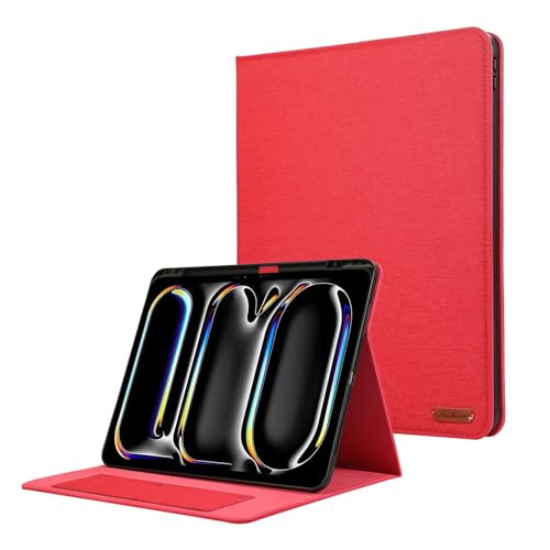 Étui iPad Pro 13 M4 2024 fin et antichoc avec porte-crayon intégré rouge