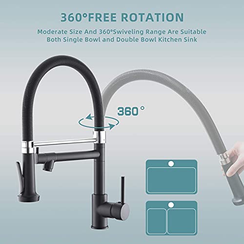 Fapully Spring Black Kitchen Faucet With Deck Plate #TOP4