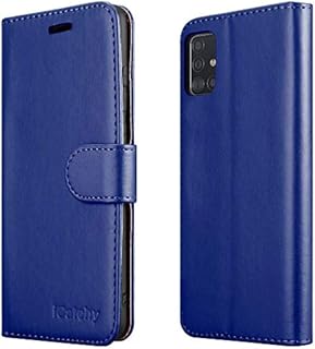 iCatchy For Samsung Galaxy A51 Case Leather Wallet Book Flip Folio Stand View Cover Pouch Compatible with Samsung Galaxy A51 Phone case (Blue)