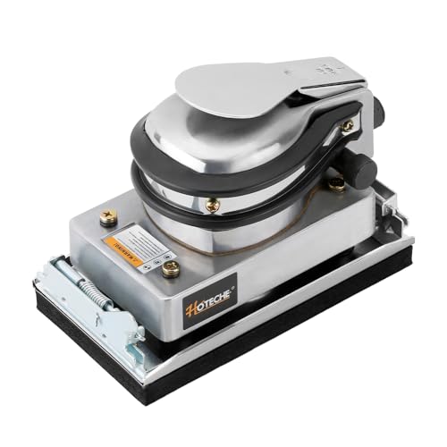 Hoteche Pneumatic Jitterbug Sander, Heavy Duty Air Orbital Sheet Sander with 90mm x 170mm Sanding Pad, Polished Aluminum Body for Woodworking & Auto Body, Universal 1/4" Air Inlet