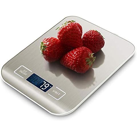 Food Digital Kitchen Scales, Stainless Steel Scale for Baking and Cooking, LCD Display 11LB/5KG Cover