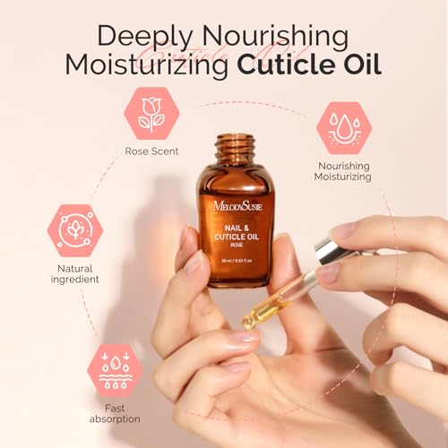 Image of MelodySusie Cuticle Remover Kit,25ML Cuticle Remover Cream and Rose Cuticle Oil,Cuticle Nipper Trimmer Pusher,Nail File and Brush for Cuticle Softener & Moisturize Manicure Kit for Nail Care