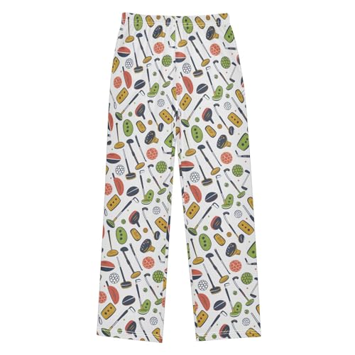Seamless Golfs Balls Sport Pattern Pajamas Bottoms with Pockets Comfy Pjs Sleepwear Elastic Waistband Pajamas Pants Lounge Pants for 6-14 Years
