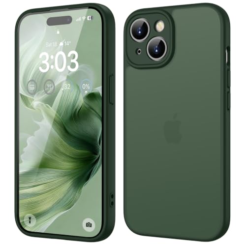 ORDA für iPhone 15 Plus Hülle 6 7 Zoll Vollständiger Kameraschutz Stoßfest Kratzfest Transluzente Rückseite Schutzhülle Anti-Fingerabdruck Matt Handyhülle für iPhone 15 Plus Grün