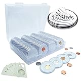 100 Pcs 46mm Silver Dollar Coin Holder Capsules and 15 Sizes(Match All 12-46mm) Protect Gasket for C