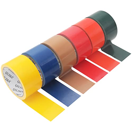 {Cinta Americana Azul Resistente Al Agua Cinta Americana QILIMA Duct Tape - Rollo de 6 rollos de 48 mm x 10 m, resistente al agua, resistente, incluye cinta adhesiva verde, amarillo,...