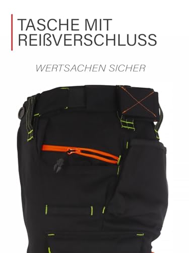 Engelbert Strauss 65511 Hose e.s.motion 2020, Qualitative Arbeitskleidung, Mehrfarbig (Schwarz/Gelb), 52