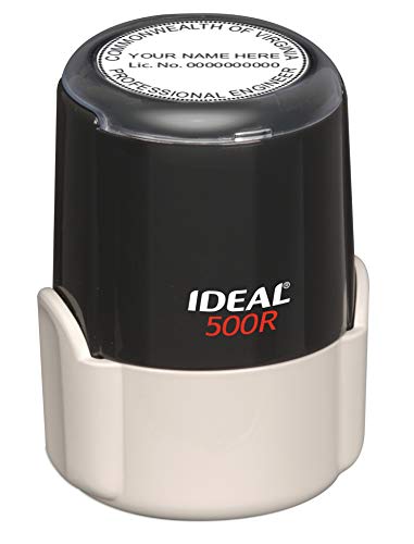 HUBCO Ideal 500R Professional Engineer Seal Stamp (2-inch Image Size, Black) | Virginia