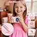 Digital Camera, 64MP UHD 4K Point and Shoot Kids Camera with 64GB Card, 2 Batteries, 16X Zoom Anti Shake Date Stamp, Compact Portable Small, Camera for Kids Starter Children Student Girl Boy, Pink