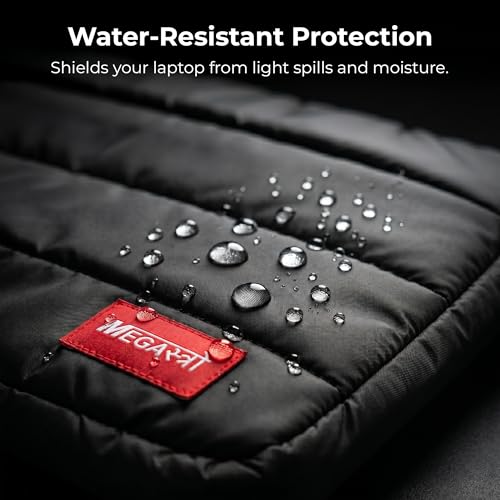 Image of MegaStro Laptop Sleeve (Fluffy) with 10 Year Warranty | Soft Puff Padding, Water Resistant, Zipper Closure | Compatible with MacBook, Lenovo, Dell, HP, Acer & Asus (Black /Red, 13 Inch)