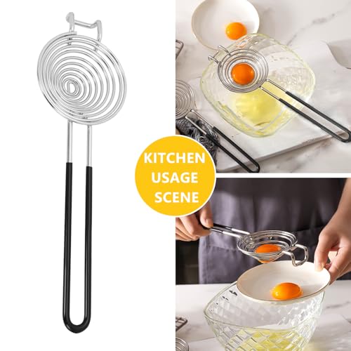 Image of NileHome Egg Separator Egg Yolk White Separator Stainless Steel Egg White Yolk Sifting Filter Egg Divider Kitchen Tool for Baking Cake, Kitchen Gadget Cooking /Baker Tool (Black)