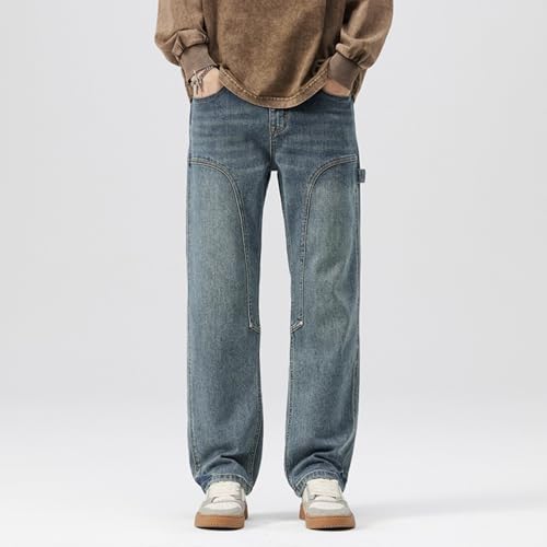 Jeans Pants Trousers Denim Spring and Autumn Stretch High Street Loose Wide Leg Long Haren Men's Floor2