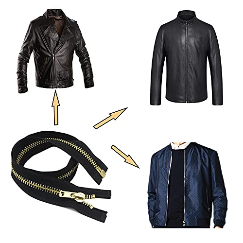 Yahoga #10 24 Inch Brass Separating Jacket Zipper Y-Teeth Metal Zipper Heavy Duty Metal Zippers For Jackets Sewing Coats Crafts (24" Brass） #TOP5