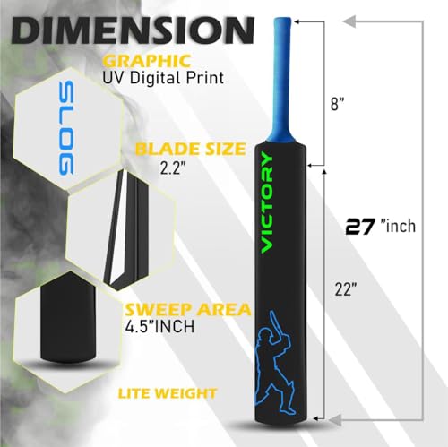 Image of Victory Slog Plastic Cricket Bat Full Size Series (34 X 4.5 Inch) Bat for All Age Group |Best for Practicing-Recommended to Play with Soft Rubber, Tennis,Wind Ball (Junior Slog 3No (Upto 8 Year))