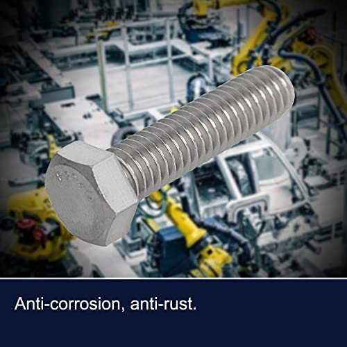 Image of M5 x 35mm Hex Head Bolts Screws Grade 5.8 Stainless Steel, Fasteners Fully Machine Threaded SUS304 10 Pcs