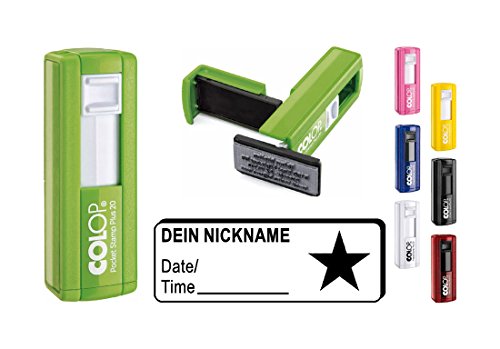 Geocachingstempel « STERN » Abdruckgröße ca. 37 x 14 mm - mit persönlichem Cachernamen/Nicknamen - Geocaching Stempel Pocketstempel