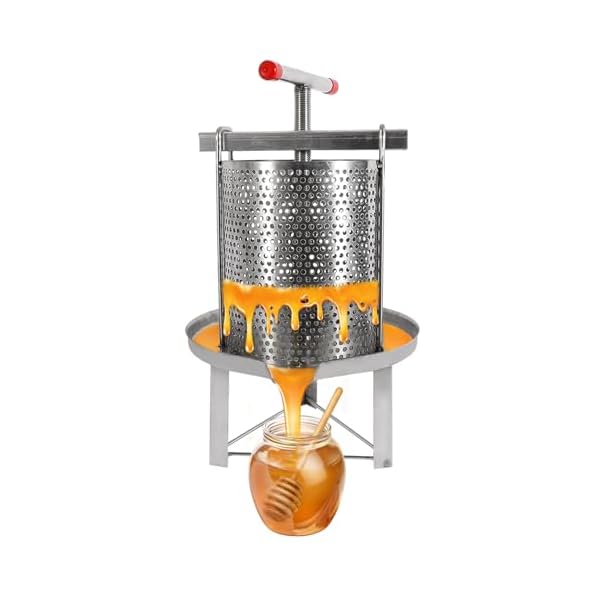 Bee Honey Press Extractor,2.6 Gal Stainless Steel Fruit Juice Press Extractor Beeswax Presser,Manual Honey Extractor Beekeeping Machine,Wine Making Equipment for Households,Restaurants
