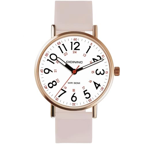 watch with second hand nursing for women analog watches for nurses 1224 hour military time easy read dial colorful silicone band
