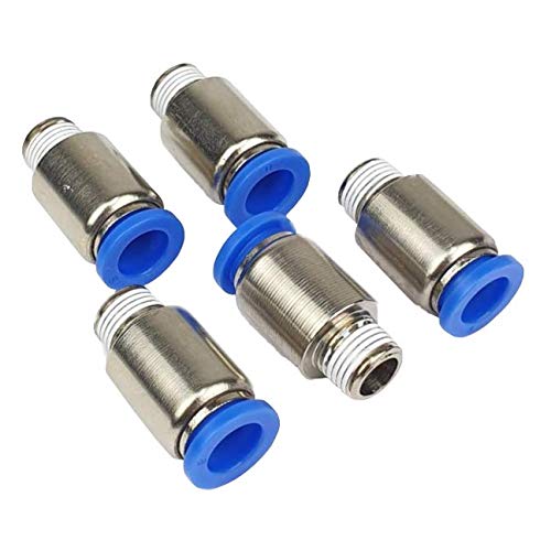 5 Stück Gerader Steckverschraubung, rund mit konischem Gewinde Pneumatik Steckverbinder Schnellsteckverbinder Push In Fitting (R 1/2" x 10mm)