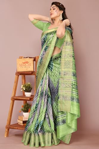Image of MIRCHI FASHION Women Saree Cotton Silk Batik Block Printed | Breathable Office Wear and Regular Use Sari with Blouse Piece