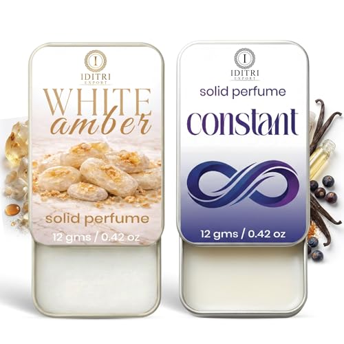 Image of Solid Perfume |White amber&Constant Alcohol Free Wax Perfume Balm, Long Lasting | Pocket Tin 12g, Pack Of 2| Non Greasy Smooth Glide, Travel Friendly Unisex Gifts He Or Her