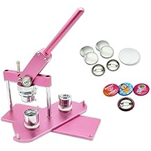 ChiButtons Pro 25mm 1" Metric Button Maker Machine B400 Kit | All-Metal Craft Press with 500 Sets Components, Adjustable Circle Cutter & Moulds | Tiny Buttons, Mini Badges, Custom Pins Pink