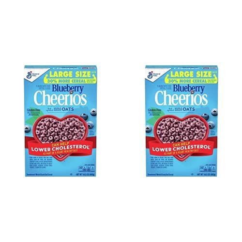 Cheerios Cereal de desayuno, arándano, sin gluten, avena integral, 14.2 onzas (paquete de 2)
