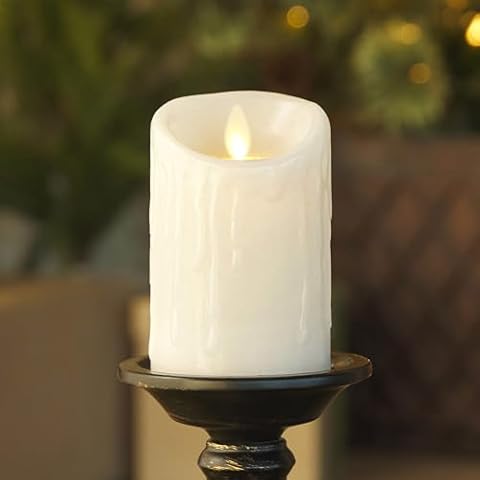 Luminara White Wax Drip Flameless Candle with Timer Cover