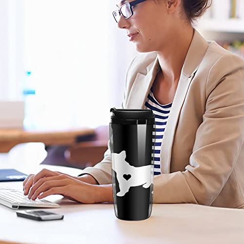 French Bulldog Heart Reusable Plastic Insulated Cup Double Wall Coffee Mug Fashion Travel Tumblers With Lid 350Ml #TOP4