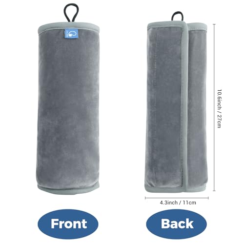 Image of COOLBEBE Seat Belt Pillow for Kids, Extra Soft Toddler Travel Pillow for Car Seat, Universal Carseat Strap Cushion Pads for Childs Baby People Adults, Grey